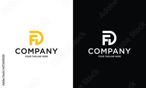 FD initial monogram logo with square style design