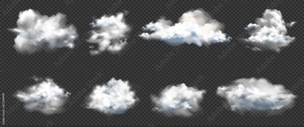 Realistic isolated cloud on transparent background. Vector set of ...
