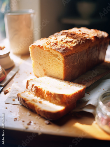 Breakfast gourmet bread,created with Generative AI tecnology.