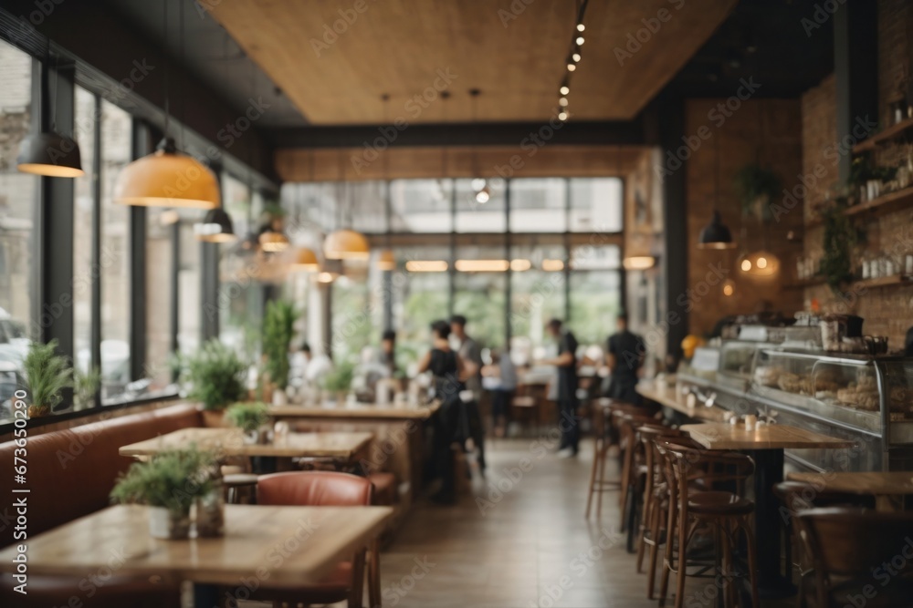 Blur coffee shop or cafe restaurant, Blurred restaurant background with some people and chefs and waiters working. Generative Ai. Blur coffee shop or cafe restaurant, Blurred restaurant background with some people and chefs and waiters working. Generative Ai.