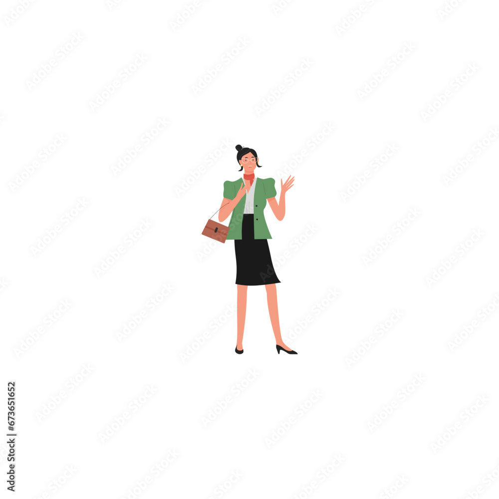 vector set of women's poses in green clothes model vector set of women's poses in green clothes model