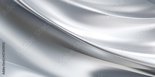 Silver metal texture background, showcasing a smooth and reflective surface close-up. © Fayrin