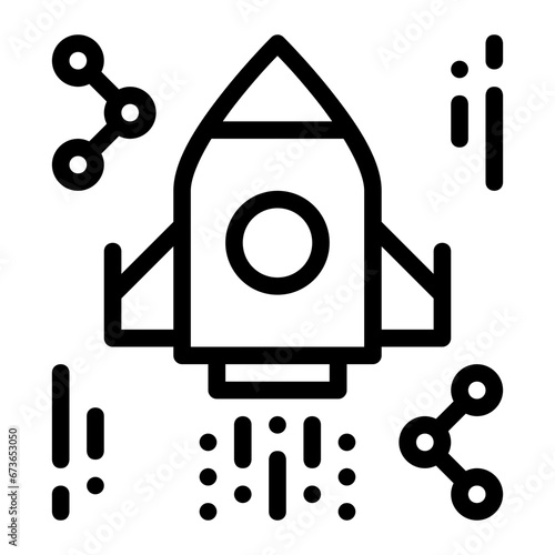 Startup business icon represented by a rocket or spaceship