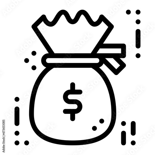 Savings icon represented by a money bag