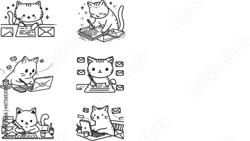 A cute cat working on. laptop and checking mails 