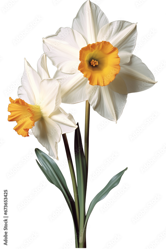 White Daffodil or Narcissus flower, transparent background White Daffodil or Narcissus flower, transparent background
