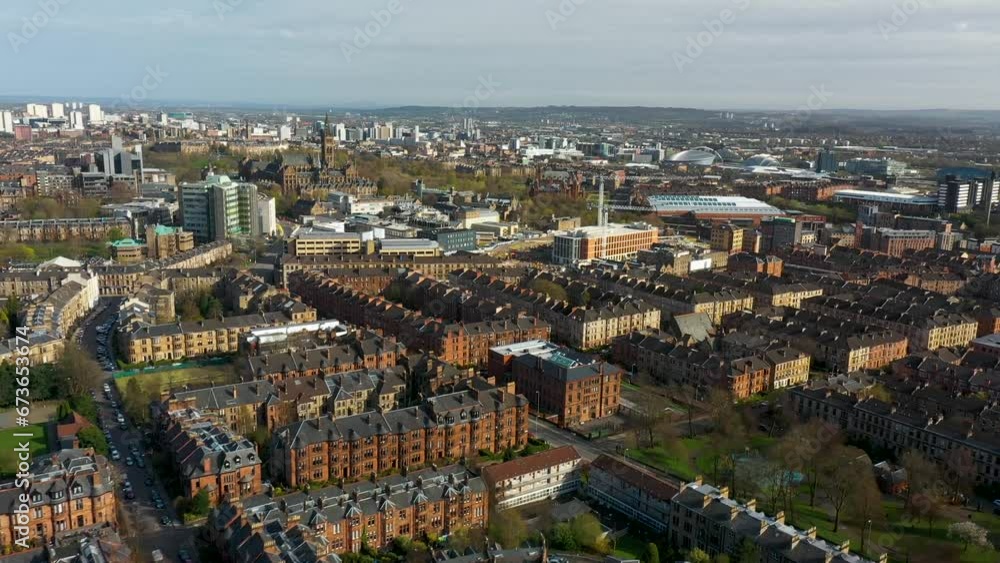 Aerial View Of Cityscape Of Glasgow, Largest City In Scotland - United Kingdom, Europe. Aerial View Of Cityscape Of Glasgow, Largest City In Scotland - United Kingdom, Europe.