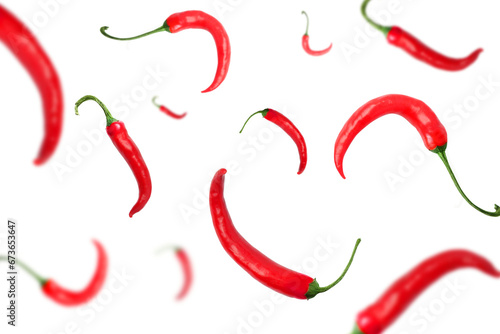 Set red chili pepper on transparent background png photo
