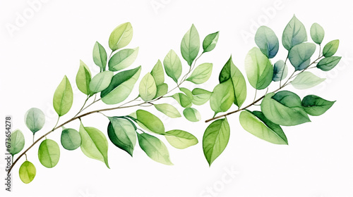 set of watercolor green leaves rosemary. Collection botanical vector isolated on white background suitable for Wedding Invitation, save the date, thank you, or greeting card, white background