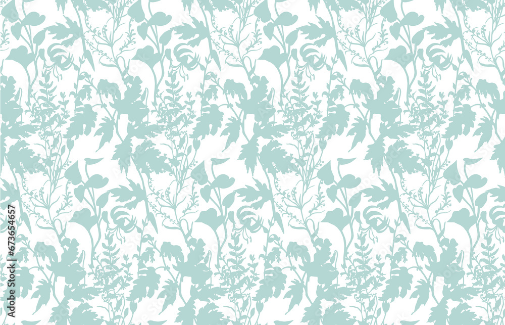 Seamless pattern with herbs and flowers for textile