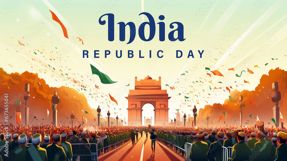 Happy 76th Independence Day of India Illustration. Happy Republic Day