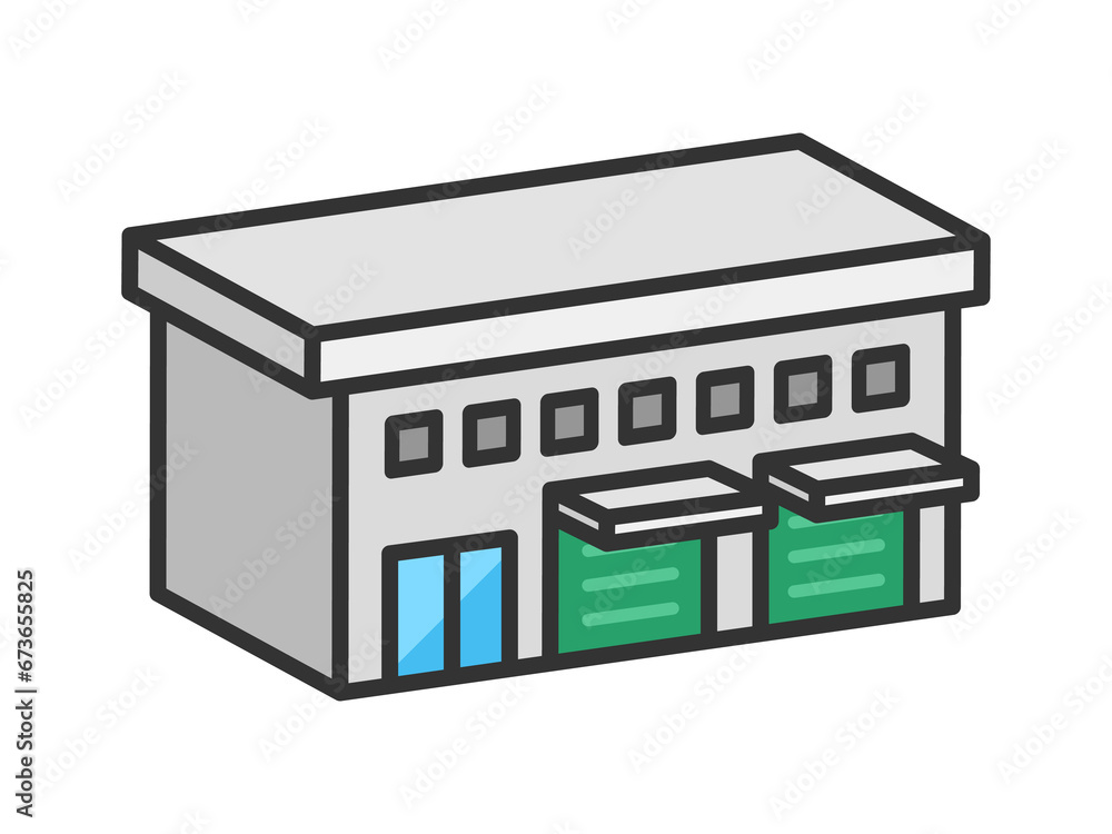 工場の外観(3D線画)のイラスト 工場の外観(3D線画)のイラスト