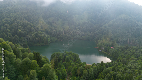 Artvin black lake. Türkiye famous tourist places. national park. Borcka karagol. Aerial view