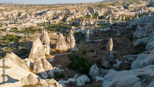Lovers Valley fairy chimneys. Fairy chimneys in Cappadocia. Aerial view. Turkey tourist attractions photo