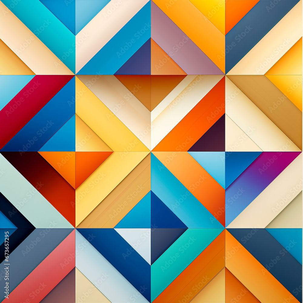 Vivid geometric shapes form an abstract pattern, ideal for modern design projects, created with Generative AI technology Vivid geometric shapes form an abstract pattern, ideal for modern design projects, created with Generative AI technology
