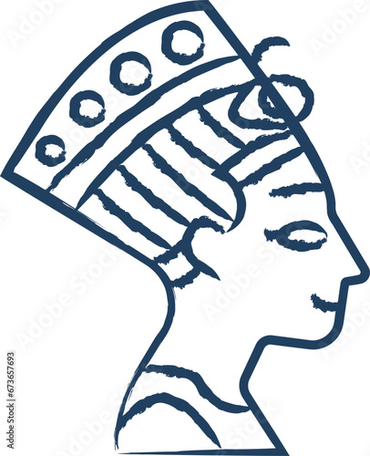 Nefertiti Bust hand drawn vector illustration