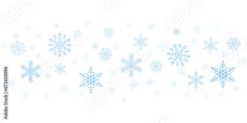 Christmas blue falling snowflakes isolated on white background  vector illustration for winter holiday.