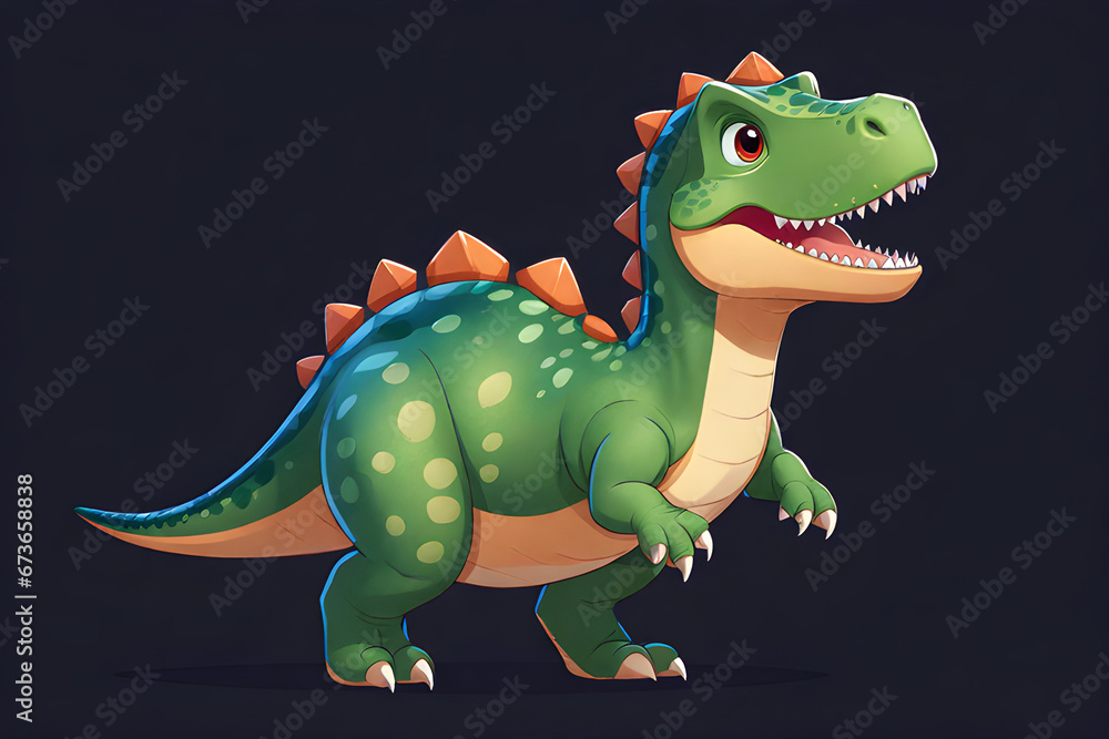 Obraz premium A cute dinosaur, cartoon, 2D. Generative AI