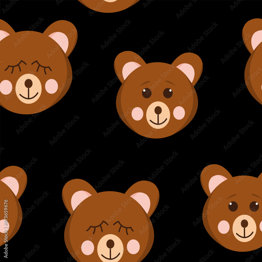 bear seamless pattern. cute animal in flat style. bear seamless pattern. cute animal in flat style.