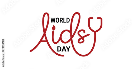 World aids day handwritten calligraphy text vector illustration. Great for events, and campaigns to prevent the spread of AIDS throughout the world.