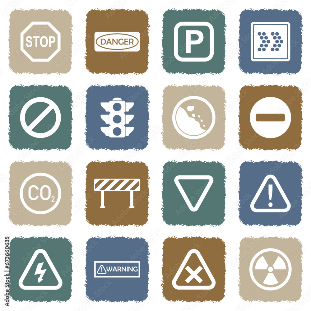 Signal Signs Icons. Grunge Color Flat Design. Vector Illustration.