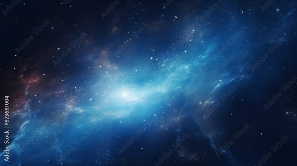 Blue sky galaxy with infinite stars, generative AI.