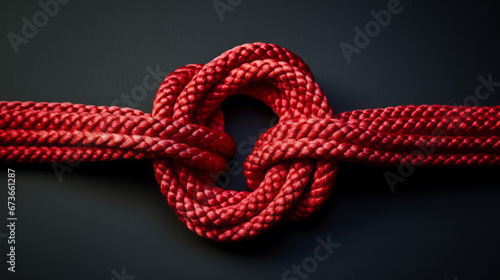 knot on red climbing ropes