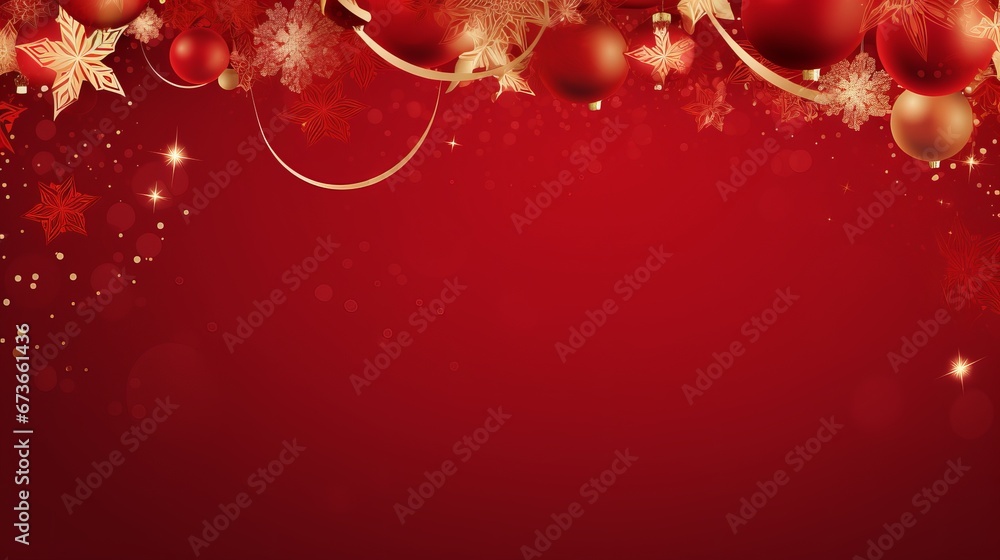 Christmas background in red with Christmas balls and decorations. Christmas background in red with Christmas balls and decorations.