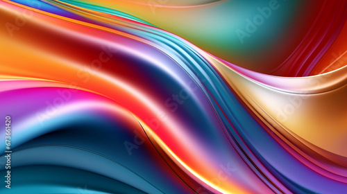 Minimal banner background. Colored holographic wave  modern wallpaper design. Generative AI