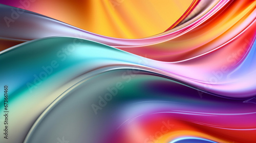 Minimal banner background. Colored holographic wave, modern wallpaper design. Generative AI