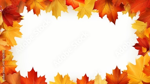 frame lying on colored autumn leaves. Hello autumn, back to school, harvesting concept, flat lay. Space for text.