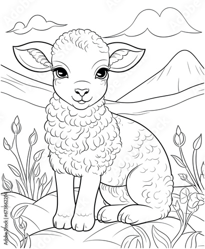 sheep coloring page for kids