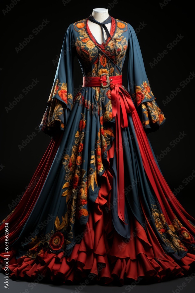 Embroidered cultural costume, highlighting its intricate and colorful details, Generative AI Embroidered cultural costume, highlighting its intricate and colorful details, Generative AI