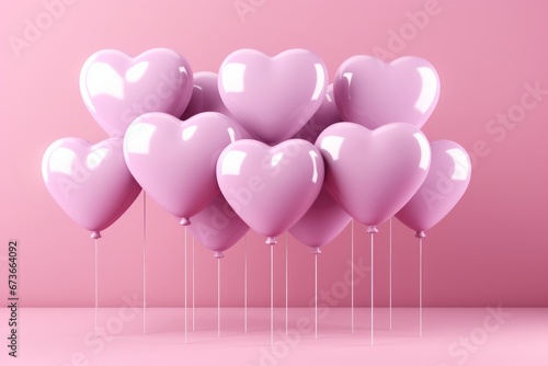 Love is in the air vibrant heart shaped balloons and gift boxes soaring in a pink sky