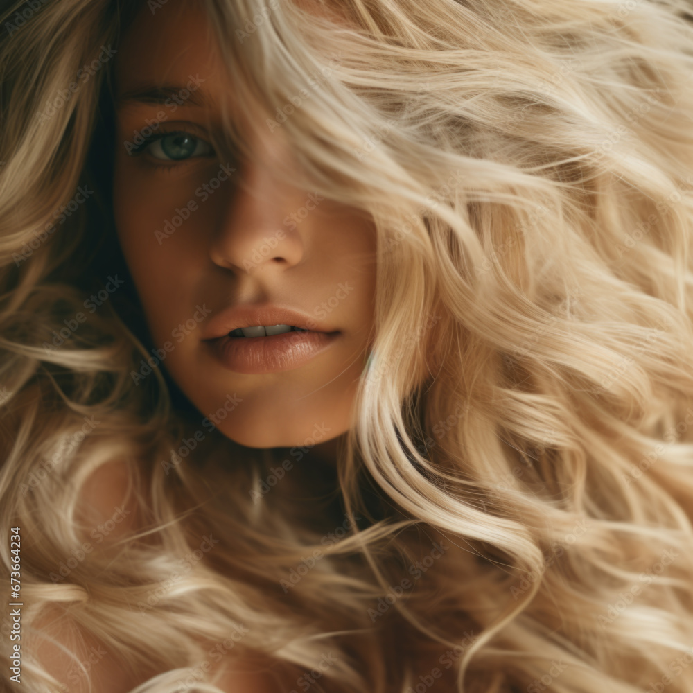 Portrait of a beautiful girl with flying blond hair Portrait of a beautiful girl with flying blond hair