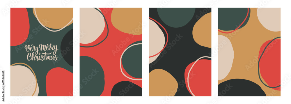 Christmas Vibes. Color backgrounds with abstract shapes for Christmas season greetings. Vector illustration.