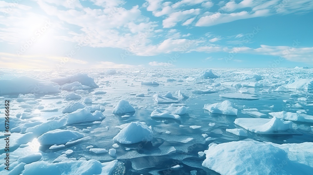 Ice sheets melting in the arctic ocean or waters. Global warming ...