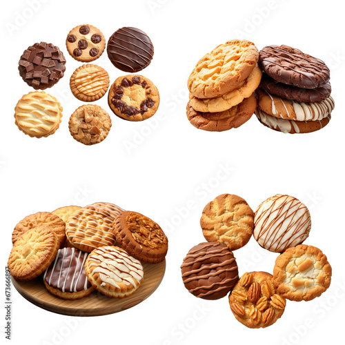Set of Delicious Cookies isolated on white background