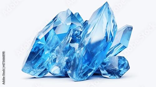 3d render blue crystal isolated on white background