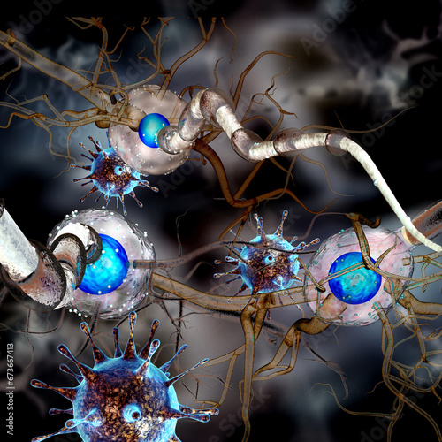 Nerve cells, Neuron, concept for Neurologic Disease, tumors, brain surgery. 3d render