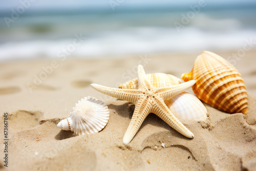 starfish and shells on the beach