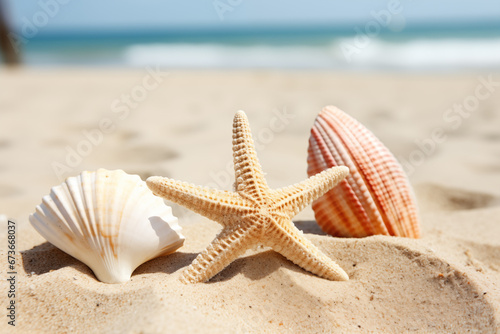 starfish and shells on the beach