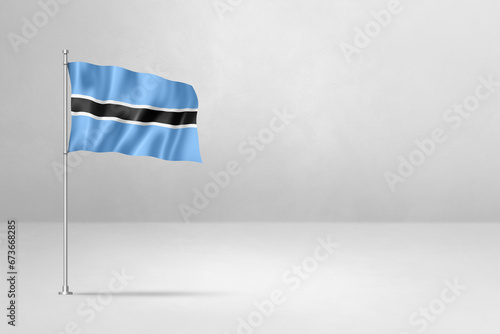 Botswana flag isolated on white concrete wall photo