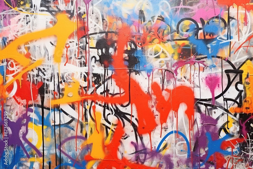 Graffiti wall abstract background. Idea for artistic pop art background backdrop. © arhendrix