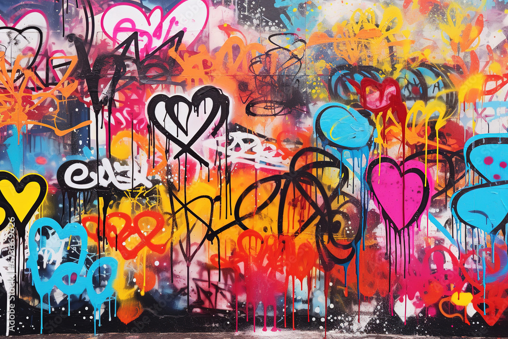 Graffiti wall abstract background. Idea for artistic pop art background backdrop. - obrazy, fototapety, plakaty 