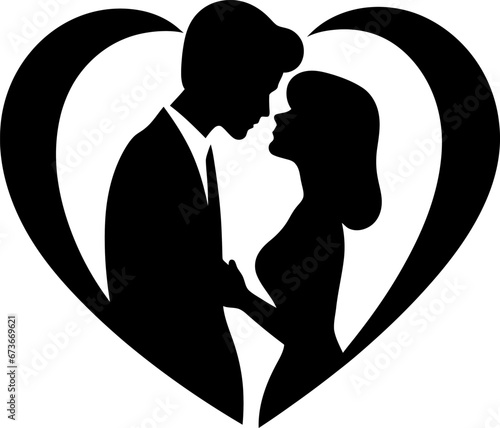 Valentines day love couple silhouette in black color. Laser cutting eps10 vector template.