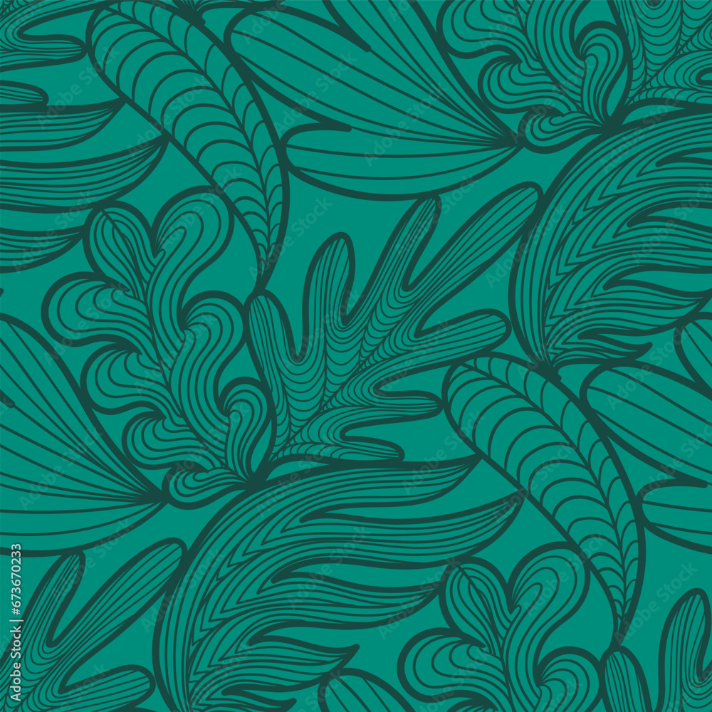 vector contemporary variety green leaves lines seamless pattern. vector contemporary variety green leaves lines seamless pattern.