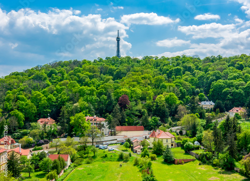 Canvas Print Petrin hill with lookout tower in Prague, Czech Republic
