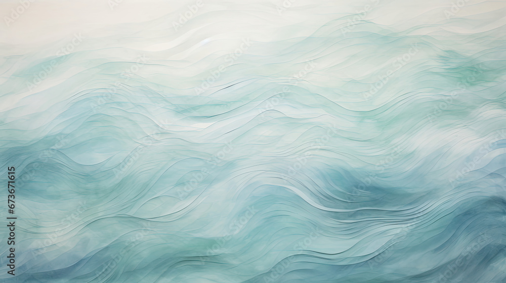 Elegant watercolor-inspired ocean wave pattern in muted blues and teals.