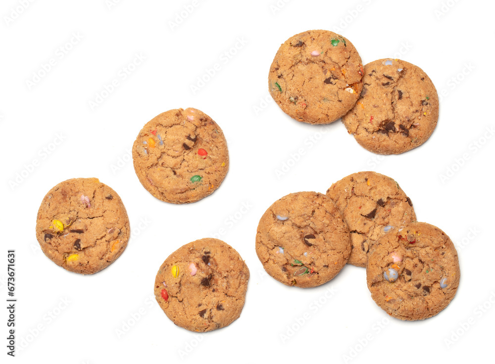 Cookies with colorful chocolate candy in them Cookies with colorful chocolate candy in them